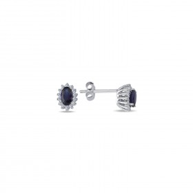 0.98 Karat Pırlantalı Safir Küpe